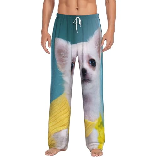 Pantalon de détente en polaire homme pyjama imprimé Chihuahua pour cocooning au coin du feu
