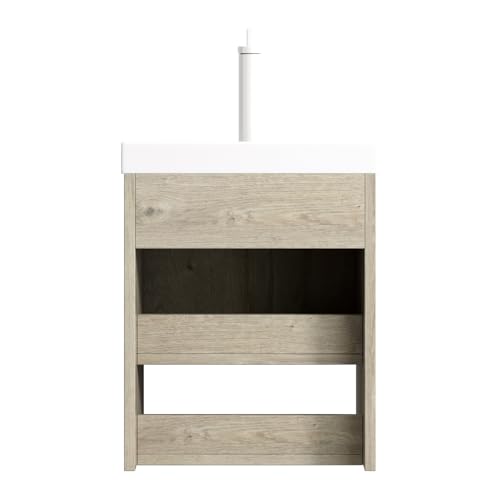 Mueble de baño de 42 cm con lavabo rectangular y puertas dobles de almacenamiento 6