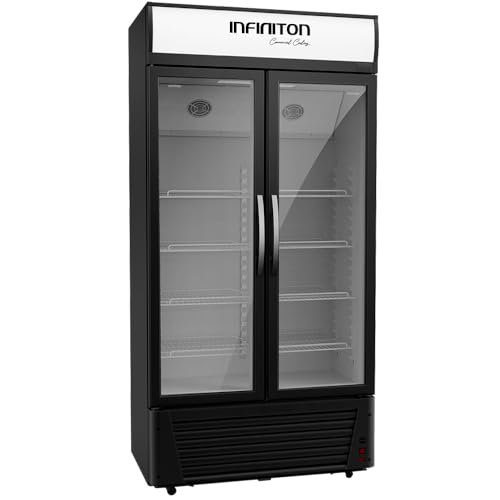 INFINITON Vitrina Frigorifica FSB-620-200 cm - Clase E, Puerta de cristal, Static Cooling System, Luz Led, Ruedas