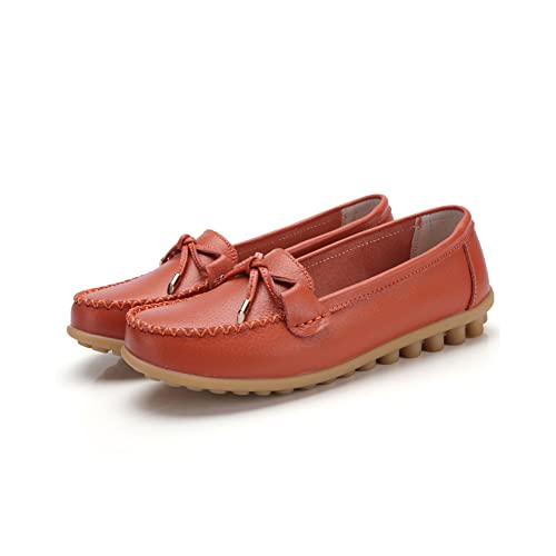 Image of Momuk Women's Penny Loafers Leather Driving Moccasins Slip On Boat Shoes Fashion Comfort Flats