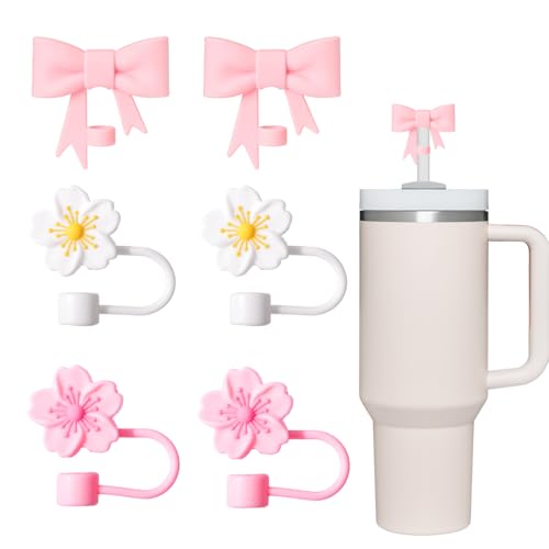 Benaewa 6 Pcs Straw Cover for Stanley 30&40 Oz Tumbler Cups, 10mm Silicone Straws Toppers