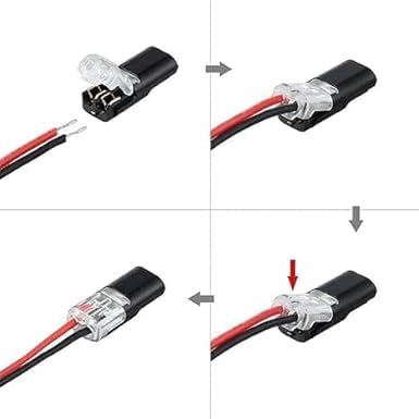 AR Tapes & Plastics Double-Wire Plug-in Connector, wire connector,Strip Connectors 2 Pin, Fast Connect 2 pin Plugs Connectors for Low Voltage Wire Connector with Locking Buckle (10 Pcs)