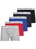 boxershorts herren baumwolle weiß Elastischer Bund JACK & JONES Herren JACWHITE Trunks 5 Pack Boxershorts, Black/Detail:Surf The Web-Navy Blazer-Firey red-Light Grey Melange, L
