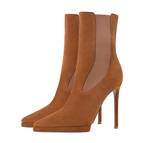 XYD Women Office Work Basic Closed Pointed Toe Pull On Stiletto High Heel Ankle Boots Fall Winter Short Bootie for Lady Party Event Shoes3