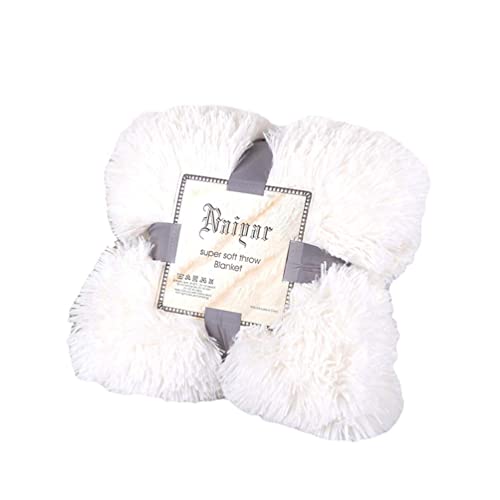DianShaoA Plaid Couverture Polaire Doux Plaid En Microfibre Aspect Fausse Fourrure Artificielle Jeté De Canapé Douce Et Chaude Pour Couvre-Lit/Climatisation Tv Blanc Crème 80 * 120cm