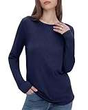 GAYHAY Navy Blue Tops For Women Dressy Casual Fall Tops Basic Loose Fit Tshirts Fashion Clothes 2025