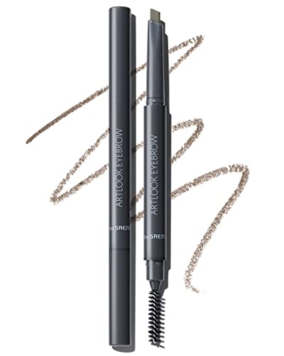 Image of THESAEM Artlook Eyebrow Definer Pencil with Spoolie Brush 06 Ash Brown - Long Lasting Eyebrow for Soft Textured Eyebrow Makeup with Vitamin E - Triangular Pencil