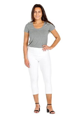 Leggins de algodón y elastano capri premium con control de barriga en Blanco L