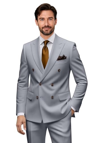 Mens Suit 2 Piece Double Breasted Suits Men Formal Slim Fit Wedding Suits for Men Tuxedo Mens Double Breasted Suit
