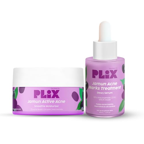 PLIX – THE PLANT FIX Niacinamide Jamun Moisturizer and Serum Combo(30 gm + 30ml), Helps Reduce Pimples with 2% Acne Buster, For Oily and Acne Prone Skin, With Witch Hazel & Jamun Extract