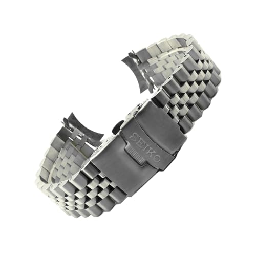 ROUREOX Correa Reloj Acero Inoxidable Extremo Curvo, 18mm 20mm 22mm Banda Metal, Brazalete Macizo para Seiko SKX007-B 22mm