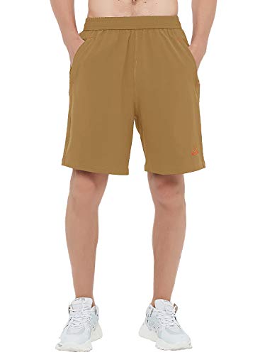 Tbmpoy Men's Running Lightweight Elastic Waist Athletic Jogger Pace Shorts Khaki L #TOP6