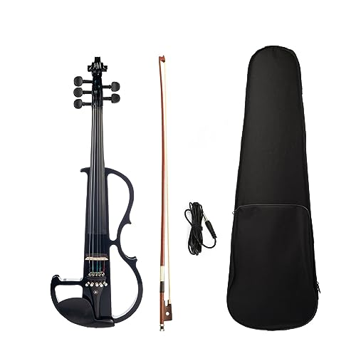SCTOU Violino Pratica Violino Elettrico A 5 Corde Violino Elettrico Violino Misura 4/4 con Custodia per Corde Ponte Ad Arco (Color : BK 5 String)