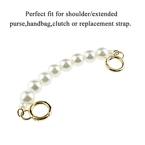 HAHIYO Imitation Pearl Bead Purse Chain Strap White Extender Length 7.9 inches Gold Clasp Diameter 0.59 inches 1 Pack for LV Shoulder Purse Handbag Clutch Replacement Strap Accessories Decoration by HAHIYO - Image 4