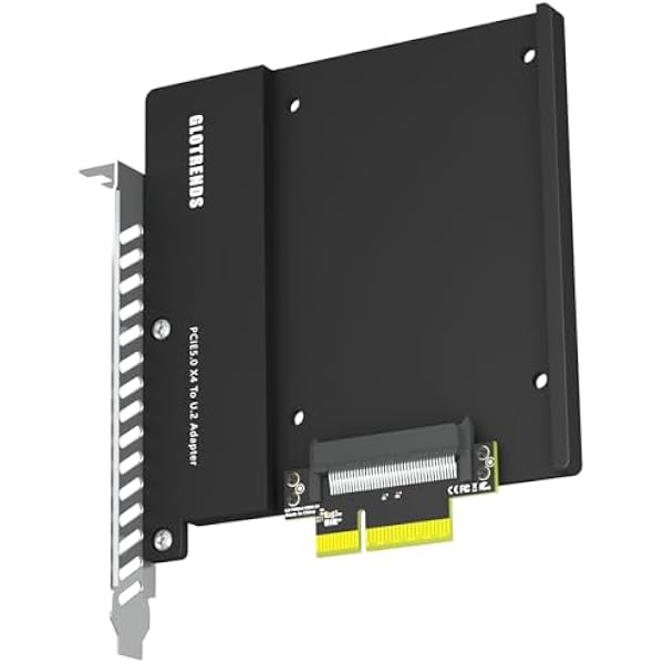 GLOTRENDS PU15 Adapter U.2 do PCIe 5.0 X4, PCIe 5.0 X4 Pełna Prędkość (Konstrukcja bez tłumienia sygnału), Całoaluminiowy panel tylny do odprowadzania ciepła