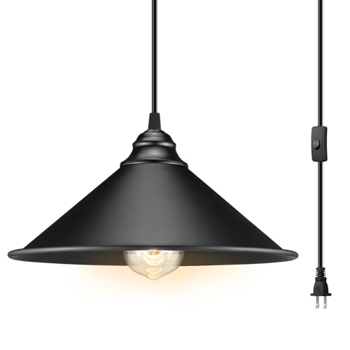 LYOOWNG Plug in Pendant Light, Bigger Hanging Lights with Plug in Cord On/Off Switch, 13FT...