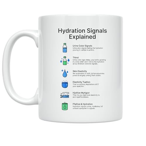 Wellness Enthusiast Coffee Mug - Hydration Signals Explained Infographic - 11 oz White Ceramic - Fresh and Clean Design