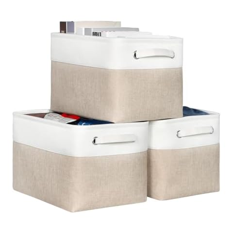 KEEGH 15in Fabric Storage Baskets Set of 3 Cover