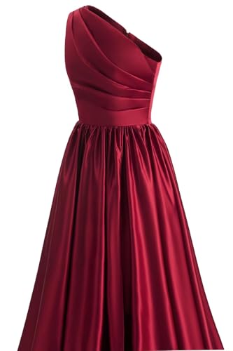 One Shoulder Prom Dresses Long 2025 New Satin Ball Gowns Formal Evening Dress with Slit,R134