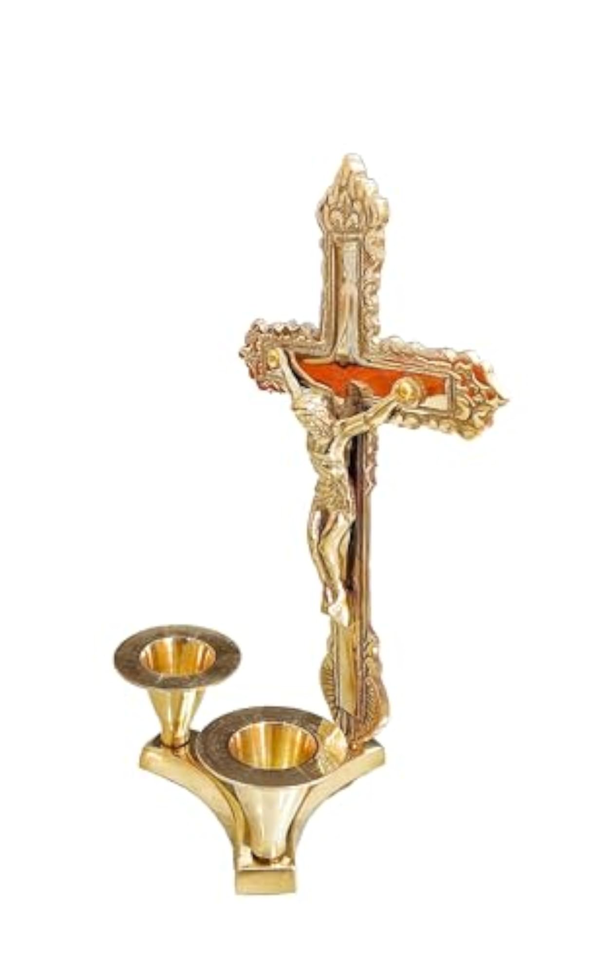 Brass Cross Candle Holder Stand, Decorative Pooja Gift