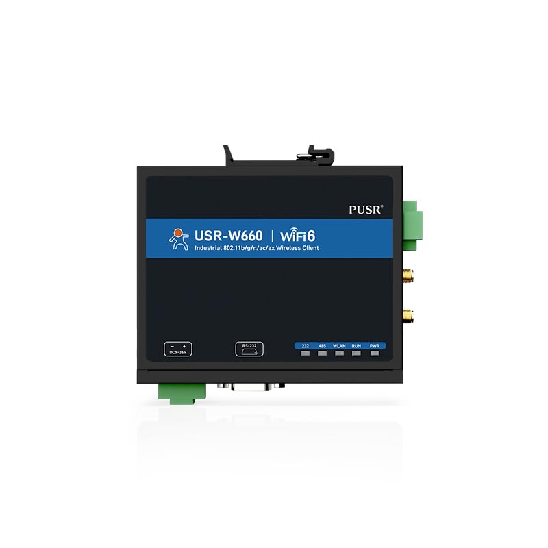 PUSRDual Band Serial to WiFi 6 Converter with MQTT SSL Quacomm WiFi Roaming Gigabit Port RS232 RS485 to WiFi 6/Ethernet USR-W660
