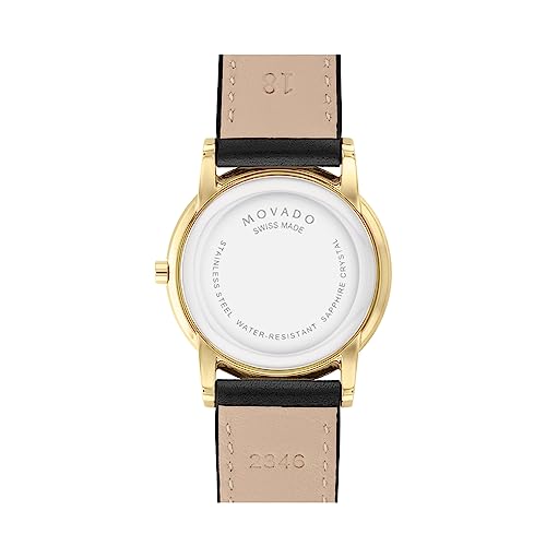 Image of Movado Museum Classic Swiss Qtz Black Dial Women's Watch Calfskin Material|Black Color Band - 0607584