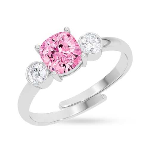 Image of Clara 925 Sterling Silver Minimal Daily Wear Adjustable Ring for Women | Gift for Birthday Anniversary | Platinum Plated | Swiss Zirconia