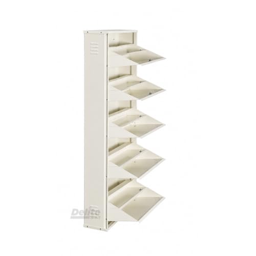 Image of DELITE KOM AIRO 24 inch 10 Shelf Double Decker Metal Shoe Rack Wall Mount for Home with Lock | Air-Vent Panels Keep Shoes Odour-Free | 30 Shoes /50 Slippers | 1Yr Warranty | 67x24x8 Ivory | DIY