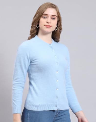 Image of Monte Carlo Women Regular Fit Full Sleeve Solid Round Neck Winter Cardigan (Pack of 1)