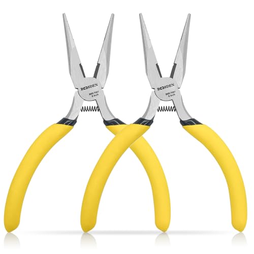 BOOSDEN Lot de 2 Pinces à Bec Long 13 cm, Mini Pinces à Bec Fin avec Coupe-Côté, Petites Pinces de Précision à Poignée Ergonomique pour Électronique, Artisanat, DIY, Fabrication de Bijoux