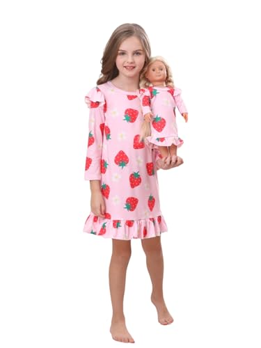 Bow Dream Girl Dress Cute and Matching American Girl Doll Clothes for Girls Pink Strawberry