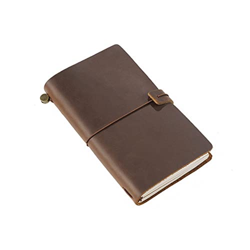 GUODUN de Regalo Diario Cuero Bloc de Dibujo Planificador Piel Genuina Cuaderno de Cuero Cuaderno de Viaje(Portable 17.5x11cm,Brown) Cover