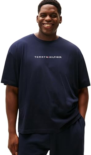 Tommy Hilfiger Camiseta de Manga Corta Hombre con Cuello Redondo, Azul (Desert Sky), 2XL