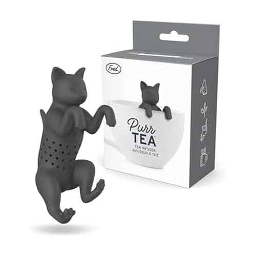 Genuine Fred, PURRTEA, Black Cat Reusable Silicone Tea Infuser, Black,