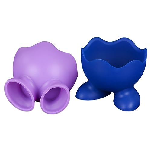 NAMOARLY 4pcs Silicone Egg Cup Holder Egg Cooker Cups Vintage Soft Boiled Egg Holder Egg Cups Egg Holder Breakfast Cups for Boiled Eggs Silicone Egg Boiler Blue