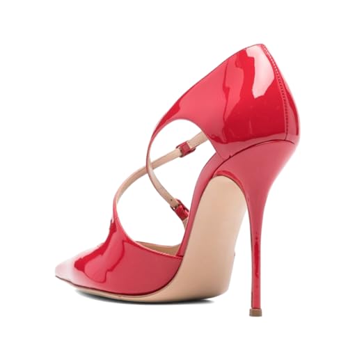 Women’s Cross Strap Pumps Stiletto High Heel D’Orsay Pointed Toe Buckle Shoes Party Prom Dating Size 4-16 US4