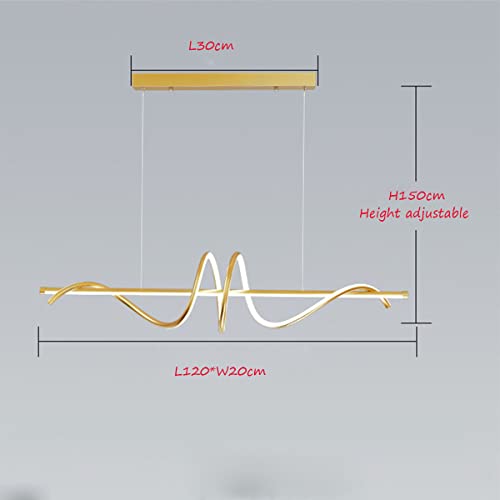 Lustre LED dimmable design spirale or 100cm 48W avec télécommande pour salle à manger - 3