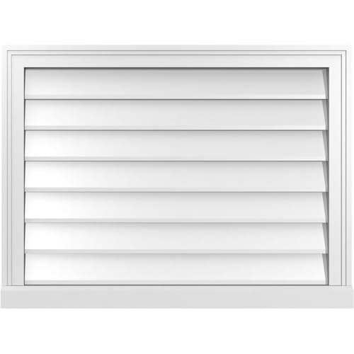 32"W x 24"H Vertical Surface Mount PVC Gable Vent: Non-Functional, w/ 2"W x 2"H Brickmould Sill Frame