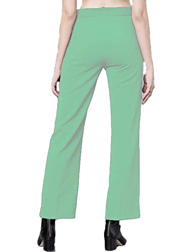 Image of Mehrang Cotton Blend Bootcut Parallel Trouser Pants for Women Regular Fit, Bellbottom Straight Pants for Womens