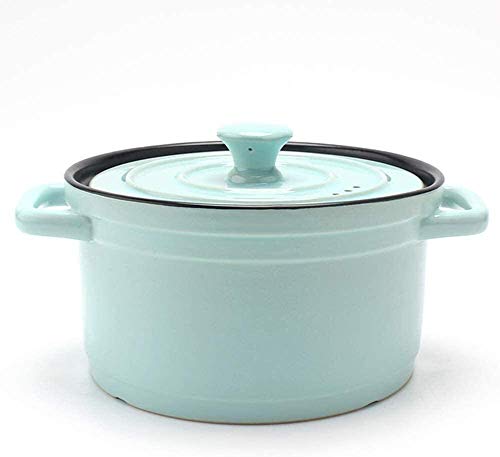 Cazuela clásica de cerámica refractaria con tapa, cazuela de cerámica con tapa, horno holandés redondo de cocción lenta, cerámica antiadherente saludable, cacerola de cerámica para la cocina del hogar