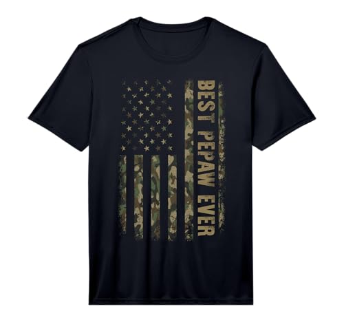 Mens Best Pepaw Ever Camouflage American Flag Father's Day Performance T-Shirt