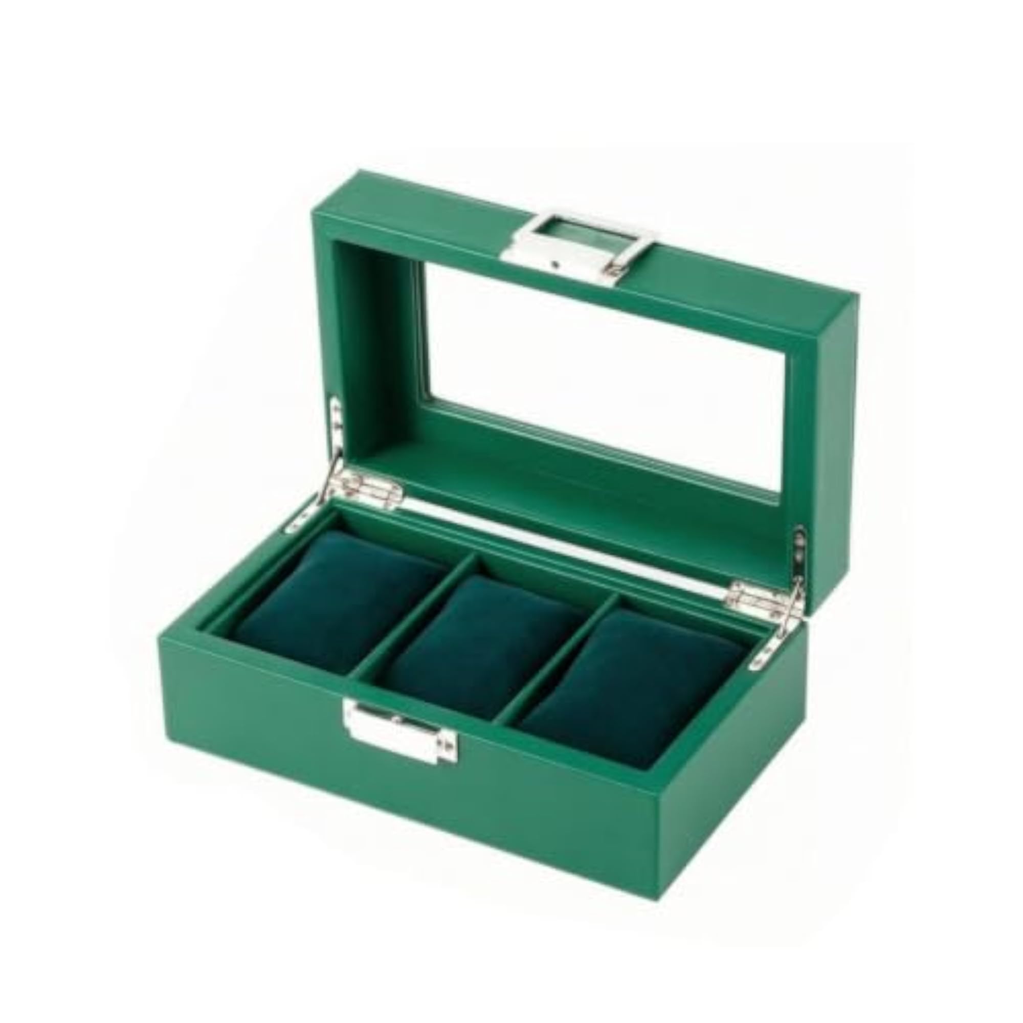 3 Compartments Watch Organizer Box with Transparent Window