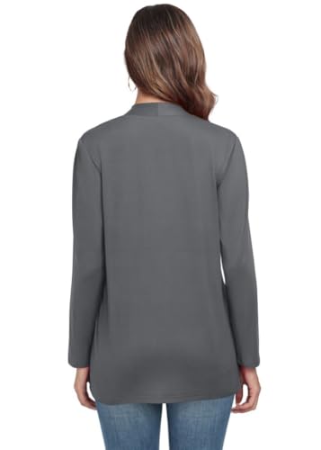 PrinStory Cardigans For Women Lightweight Ladies Cardigans With Pockets Long Sleeve Elegant Open Front Outerwear UK 14-16 (Dark Grey, L) - Image 7