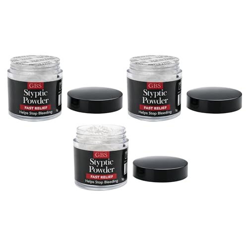 Styptic Powder Jars – Professional Grooming First Aid for Shaving Nicks, Razor Cuts &amp; Razor Burn – Quick Healing Blood Stop Powder, 3 Pack (.18 oz Each)