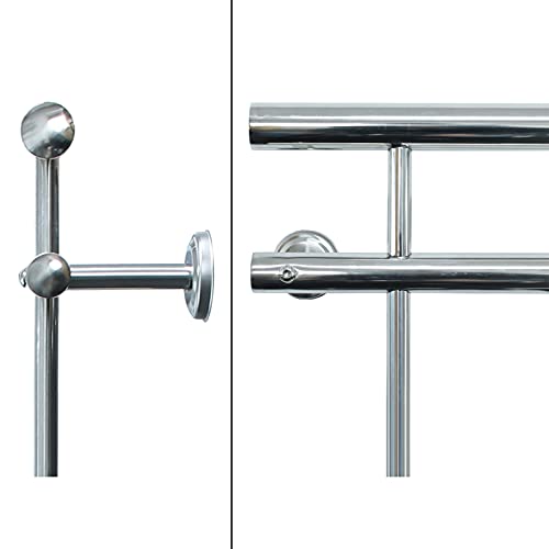 ECD Germany Barandilla de Balcón Estilo Francés 156x90 cm con 11 Barras Transversales de Acero Inoxidable Plateado Brillante Diseño Moderno y Resistente, Baranda de Terraza para Puerta o Ventana