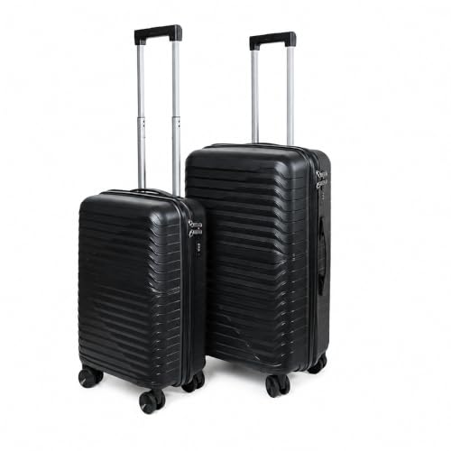 Image of 3G VACANZA Trolley Bags, Hard Case Polypropylene, 360º Wheeling Luggage for Men & Women, Suitcase for Travel, Trolley Bags for Travel, Set of 2 Black