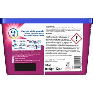 Spee Power Caps Color (8 × 16 Waschladungen), Allin1 Colorwaschmittel mit Fleck-Weg-Power & Kalt-Aktiv, Waschmittel Caps mit Extra Frische-Effekt, geeignet für alle Waschprogramme von 20–60 °C