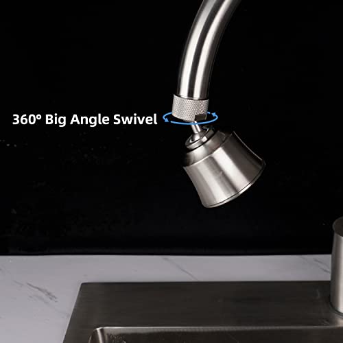 Faucet Sprayer Attachment With 2 Ball Joint, 4 Spray Models Big Angle Swivel Kitchen Sink Faucet Head Replacement, 55/64-27Uns Famale Thread, Male Thread Adapter Included, Brushed Nickel #TOP4