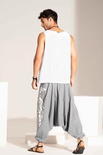 Boho Pants Elastic Ankle Harem for Men, Oversized Exercise Pajama Jogger Loose Boho Aladdin Pant
