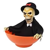 Needzo Animatronic Halloween Candy Bowl, Creepy Motion Activated Skeleton Trick or Treat Dish, 10 Inches